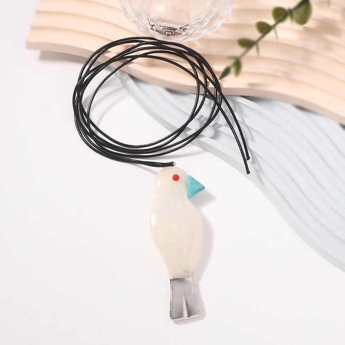 Wholesale Artistic Cute Resin Bird Pendant Long Necklace Simple Joker