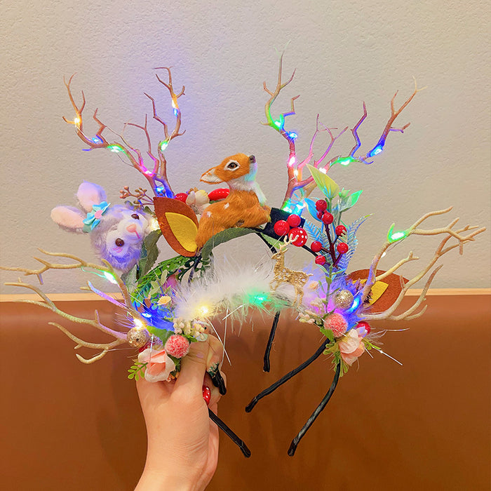 Wholesale Christmas Glow Headwear Fun Dress-up Headband Antler Hair Accessories