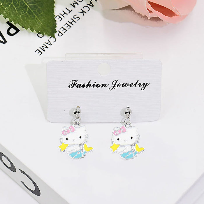 Wholesale Cute Cartoon Cat Short Earrings Metal Electroplated Fashion Jewelry Accessory for Women