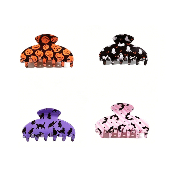 Wholesale Stylish  Shark Claw Hair Clips Ghost Pumpkin Black Cat Print Women Hair Accessory