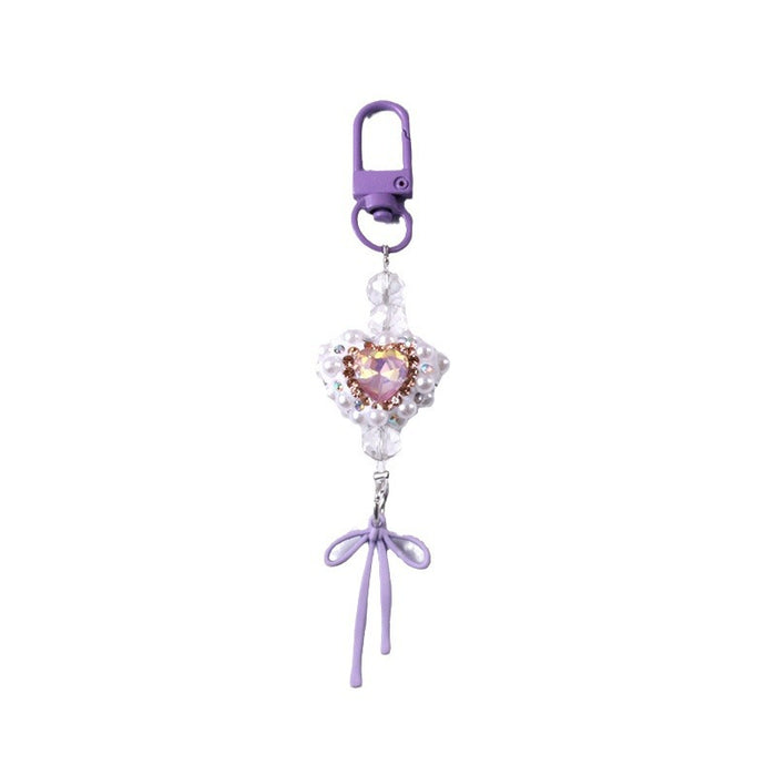 Wholesale Pearl Diamond Bow Mobile Phone Chain Keychain Bag Pendant Accessories