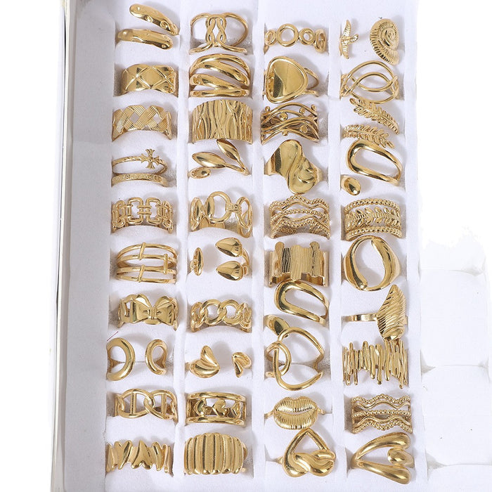 Wholesale Mixed Style Adjustable Titanium Steel Ring Gold Polished Fashion Accessory MOQ≥2