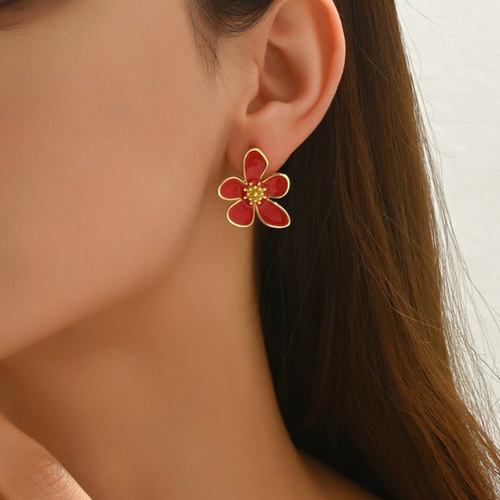 Wholesale Zinc Alloy Butterfly Hoop Earrings Pink Multi-Layer Hollow Design Jewelry Accessory MOQ≥2