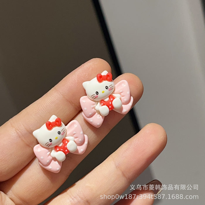 Wholesale Cute cat silver needle earrings,  simple and cute
