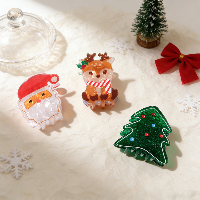 Wholesale Christmas PVC Claw Clips Cute Holiday Hair Accessories For Women Santa Tree Deer Motifs Chic Resale