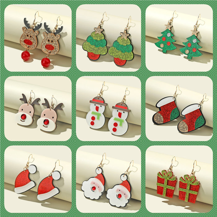 Wholesale Christmas Acrylic Cartoon Color Matching Earrings JDC-ES-JunJie013