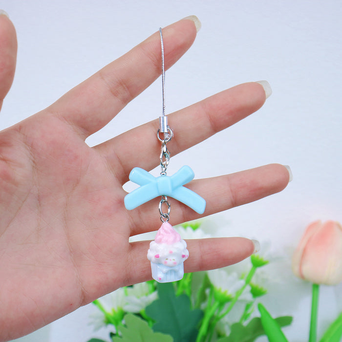 Wholesale Bow shaped phone chain, sweet keychain, bag pendant
