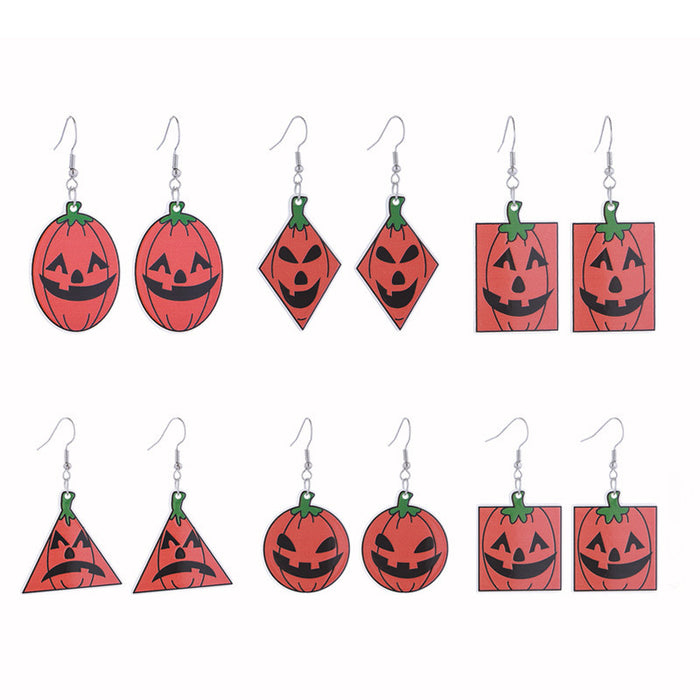 Wholesale Acrylic Pumpkin Head Luminous Earrings  Funny Horror  Earrings
