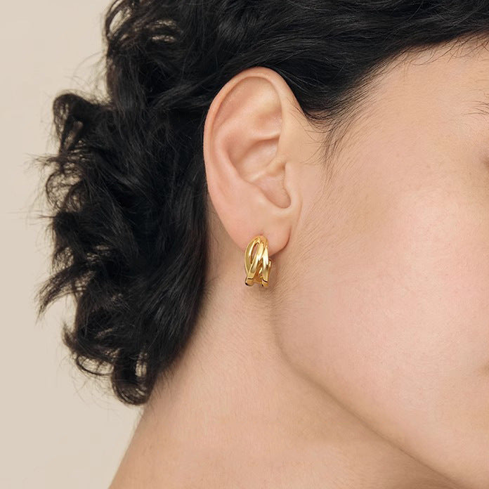 Wholesale Earrings wrapped with wavy lines and earrings, niche design, high-end feel, light luxury