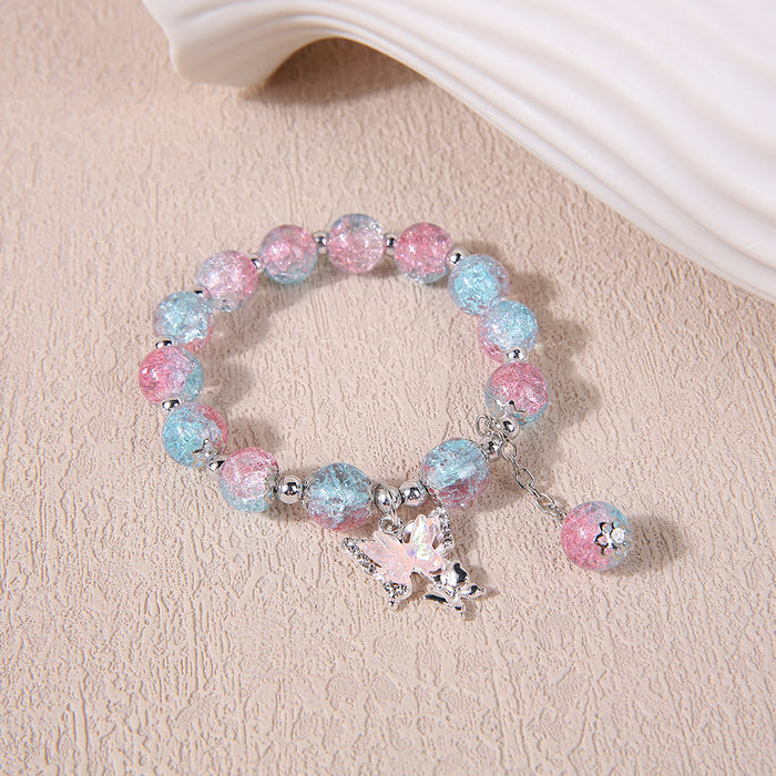Wholesale New floral butterfly bead bracelet with niche design, crystal bracelet with trendy and versatile colorful accessories