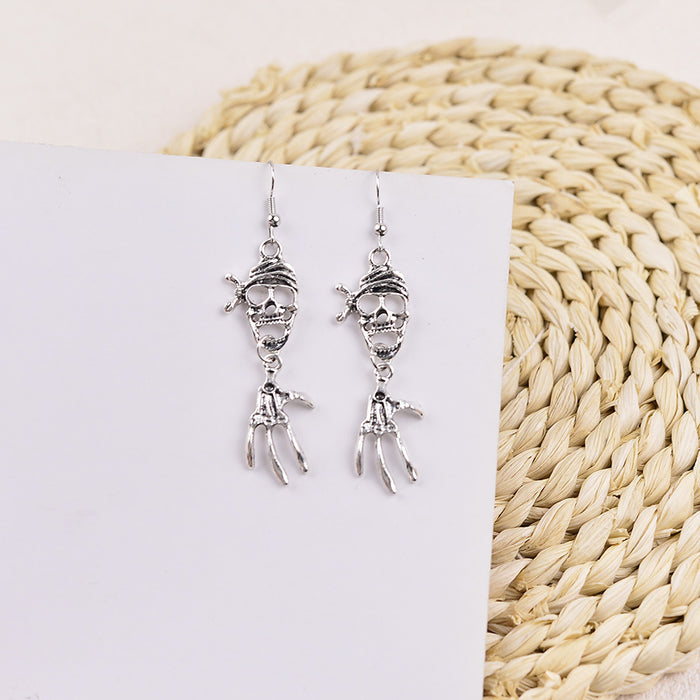 Wholesale Retro funny  palm skull pendant earrings personality fun all-match earrings