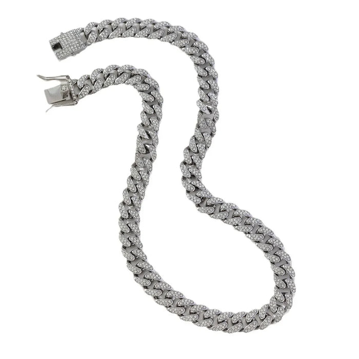 Wholesale Alloy Heavy Industry Full Diamond Cuban Chain Diamond Set Necklace