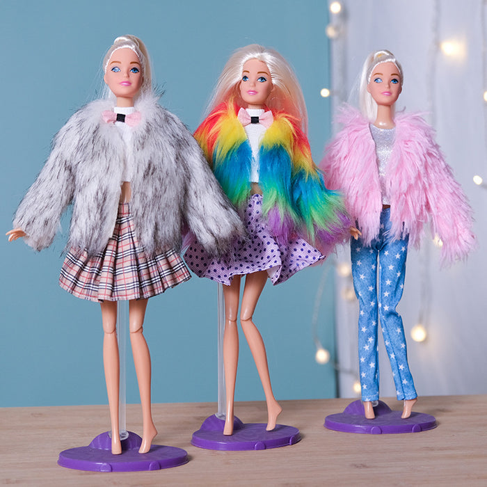 Wholesale Doll clothes plush vest coat skirt suit
