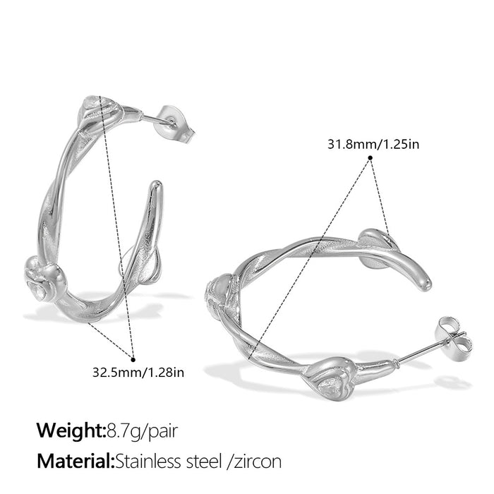 Wholesale Light luxury high-end photosensitive surface handmade heart-shaped earrings, fashionable and versatile temperament heart-shaped stainless steel earrings