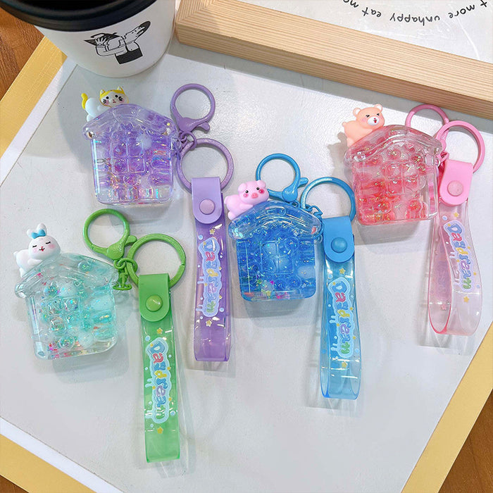 Wholesale Acrylic Small Animal Bubble Beads House Keychain JDC-KC-YanG072