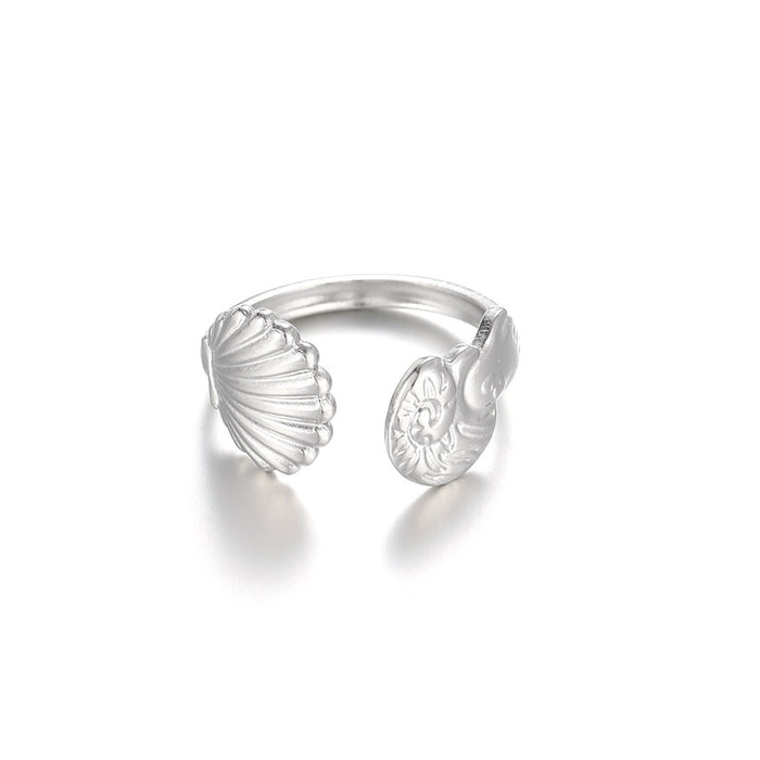 Wholesale Sweet and cool girl seashell ring  spring/ summer style   simple stainless steel jewelry