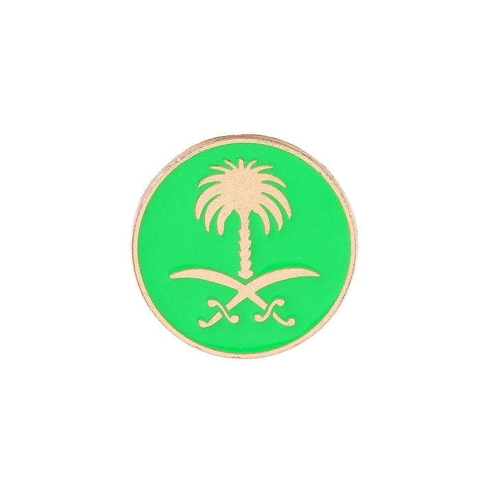 Wholesale Saudi Arabia National Emblem Brooch Metal Palm Tree Flag Pin Chic Fashion Accessory Gift