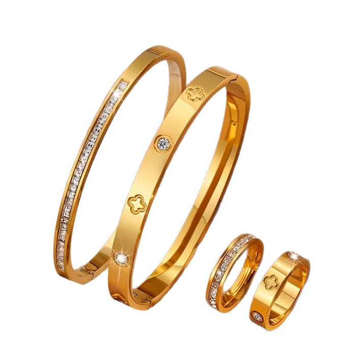 Wholesale Stainless steel diamond-encrusted bracelet ring
