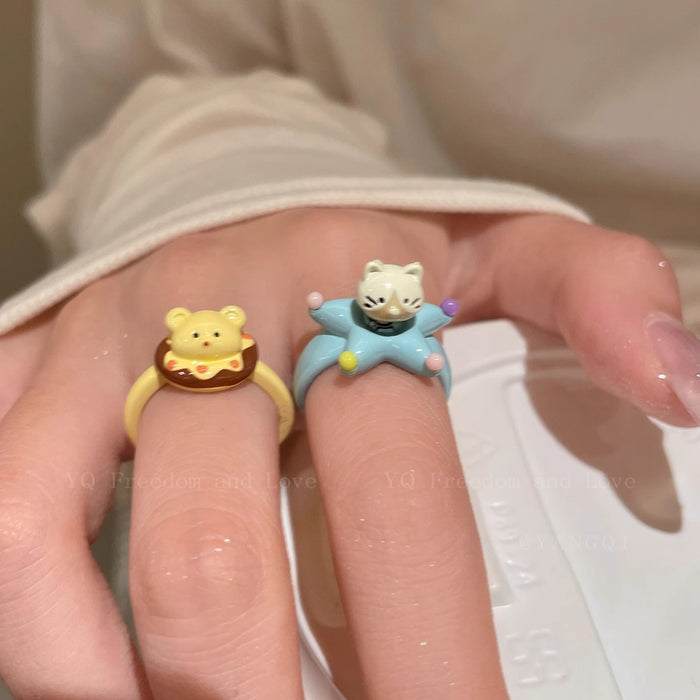 Wholesale Cartoon opening ring, niche creativity, simple personality, fashionable and versatile ring