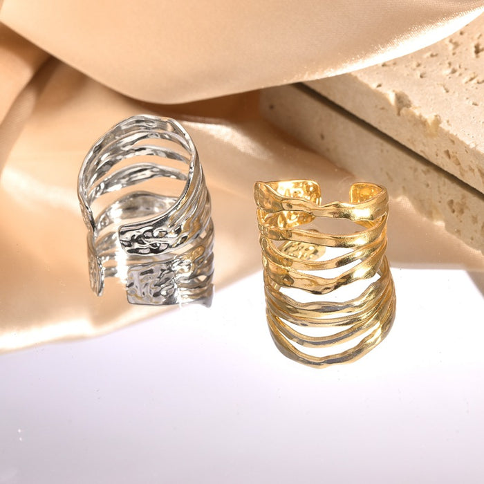 Wholesale multiple irregular lines stainless steel ring