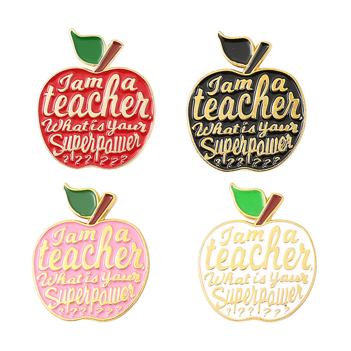 Wholesale Alloy personalized letters,  four-color apple brooch