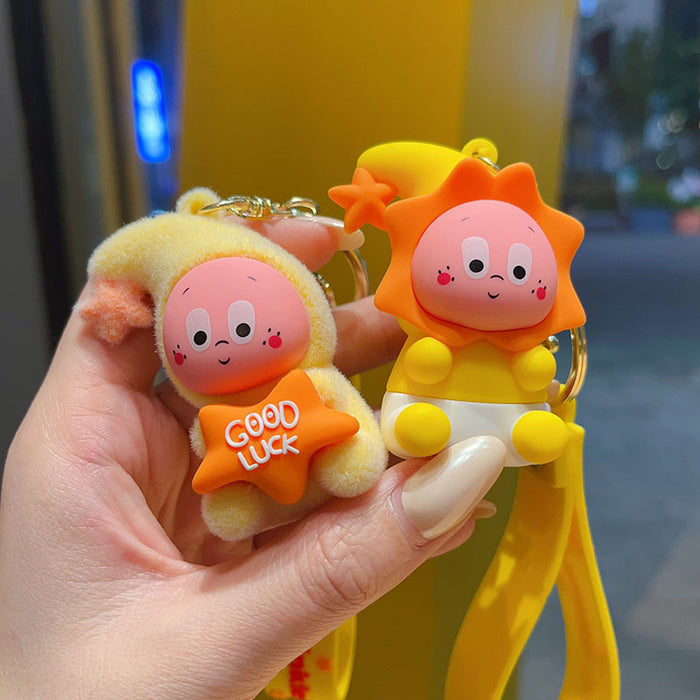 Wholesale PVC Flocked Star Character Keychain Bag Charm Decorative Gift Accessory For Wedding Party