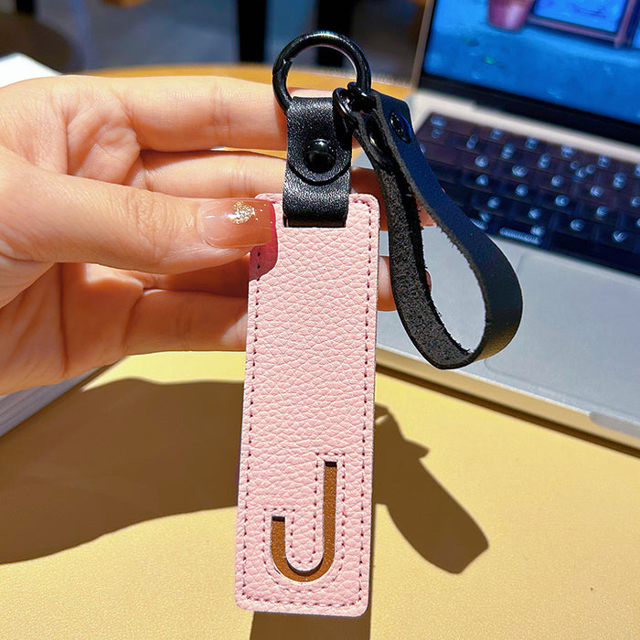 Wholesale 26 English Letter Text Plate Leather Keychain JDC-KC-WWX004