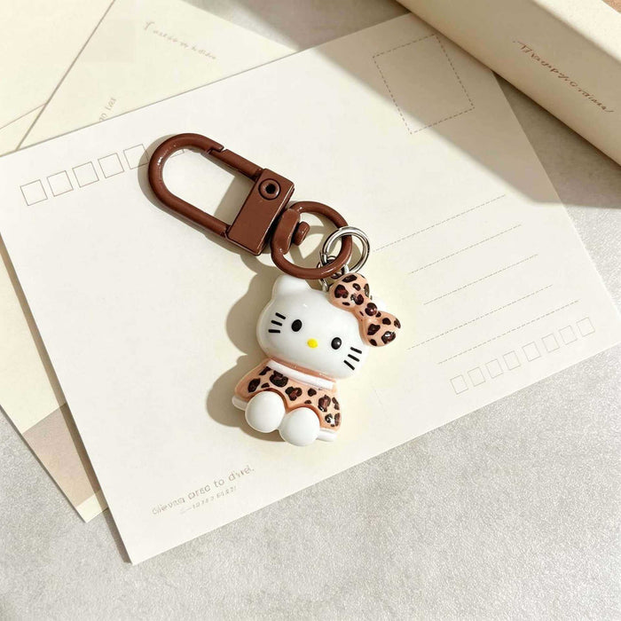 Wholesale Resin Cartoon Cat Keychain Bag Charm Cute Leopard Print Pendant For Girls Purse Backpack And Keys