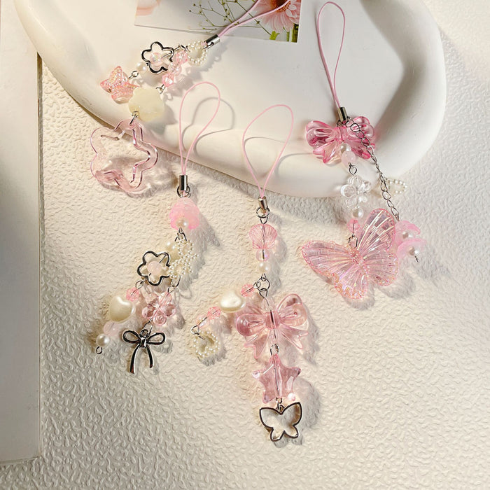 Wholesale Cute beaded phone charm keychain
