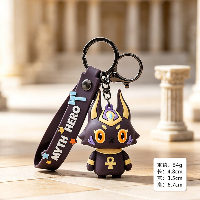 Wholesale Trendy Anubis Myth Cartoon PVC Keychain Bag Charm Schoolbag Pendant Boutique Resale