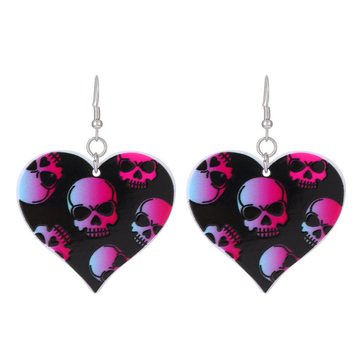 Wholesale  Series Earrings Dark Skull Heart-shaped Earrings Funny Bat Exaggerated Earrings