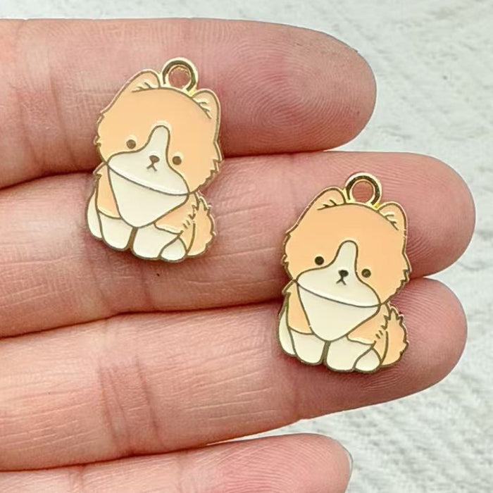 Wholesale 10 PCS Cute puppy alloy enamel DIY Charms