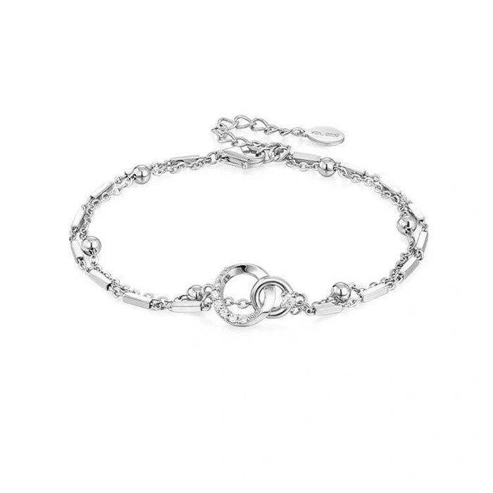 Wholesale  silver Geometric Bracelet Women's All-match Niche Design Double Layer Stacked Wearing Hand Jewelry