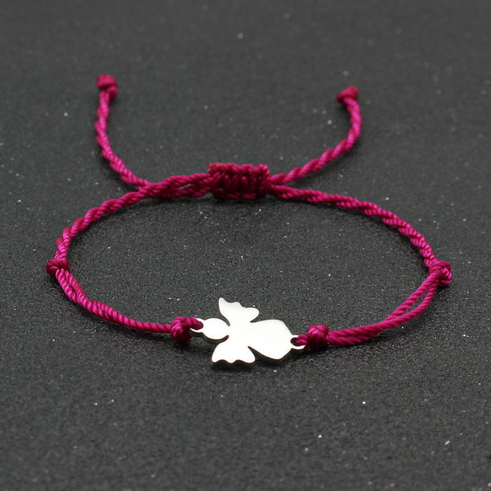 Wholesale Jewelry Stainless Steel Little Angel Bracelet Hand-woven Simple Adjustable Red Rope Bracelet Women's Hand Rope