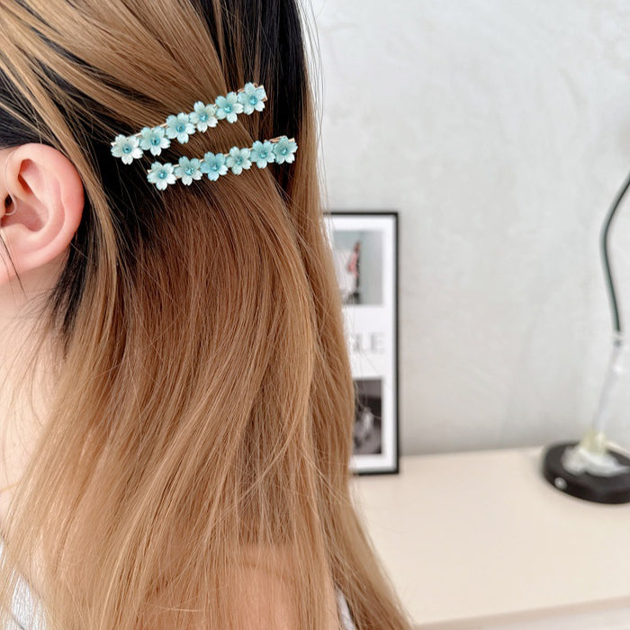 Wholesale Flower studded diamond side clip bangs clip straight clip pearl hairpin hair accessory
