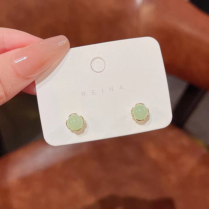 Wholesale Imitation Jade Earrings Female Niche Design Ear Nail Earrings