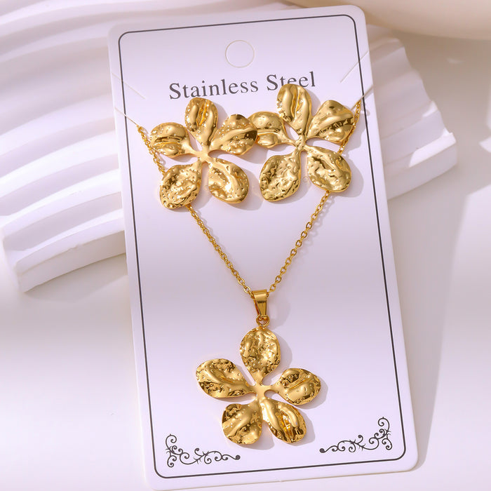Wholesale RetroEarrings Necklace Stainless Steel Gold-Plated Jewelry