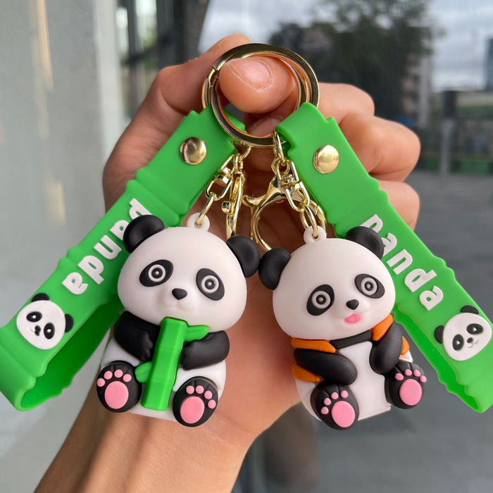Wholesale Cartoon Bamboo Panda Keychain Bag Pendant Car Keychain Cute Doll Couple Small Gift Wholesale