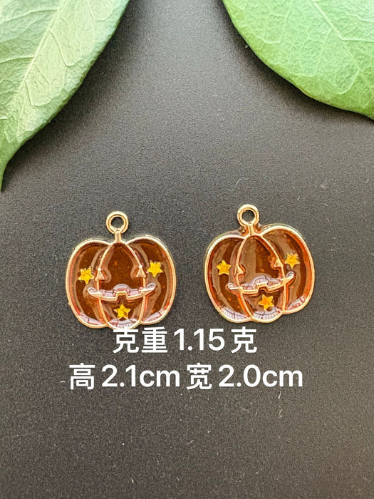 Wholesale  Pumpkin Head DIY Jewelry Accessories Yellow Zinc Alloy Charms For Necklace Bracelet Earrings Keychain Party Gift
