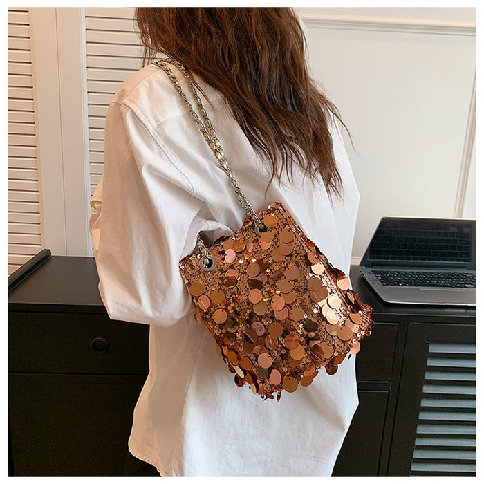 Wholesale Fashion Sequin Bucket Bag Chain Bag Shoulder Bag JDC-SD-TY018