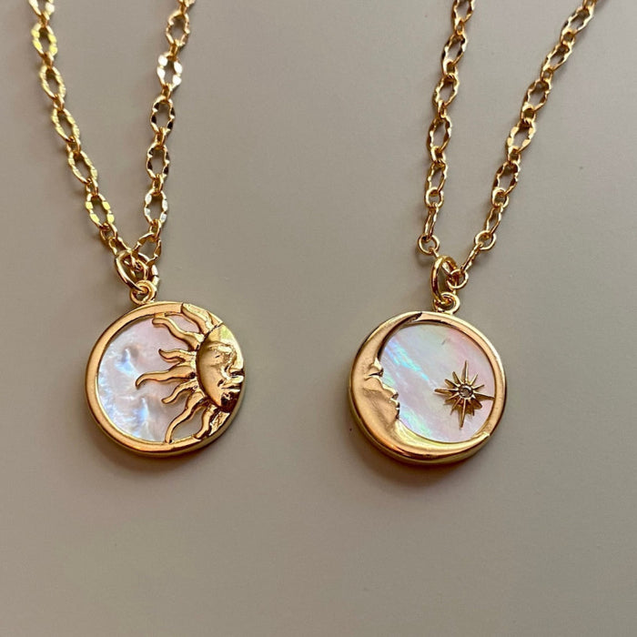 Wholesale Sun Moon Pendant Necklace Titanium Steel With Mother Of Pearl Jewelry
