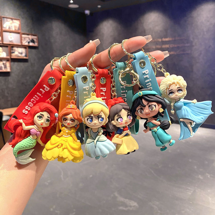 Wholesale Cartoon Princess Silicone Keychain Decorative Bag Charm MOQ≥2