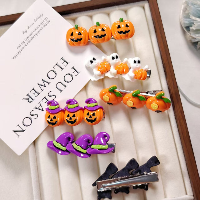 Wholesale Resin  Alligator Hair Clips Pumpkin Ghost Witch Hat For Kids Party