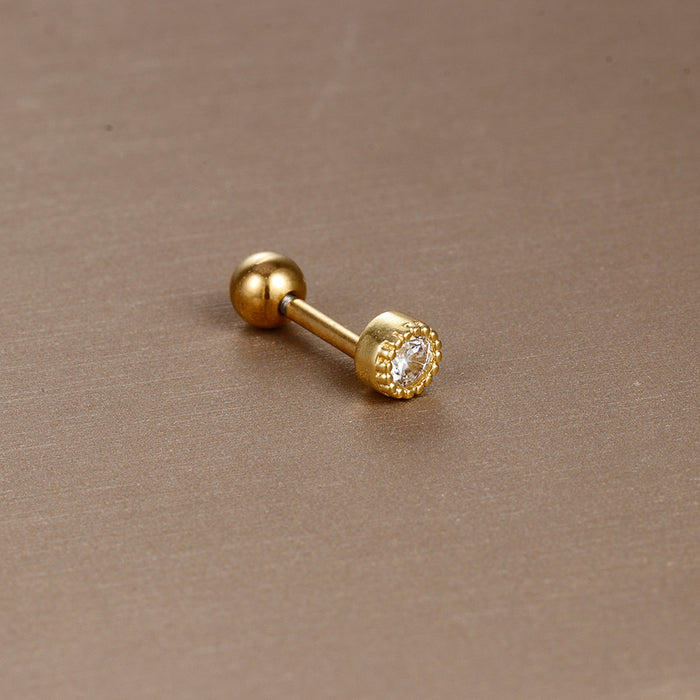 Wholesale Jewelry Stainless Steel Ear Nail Zircon Ball Screw Women