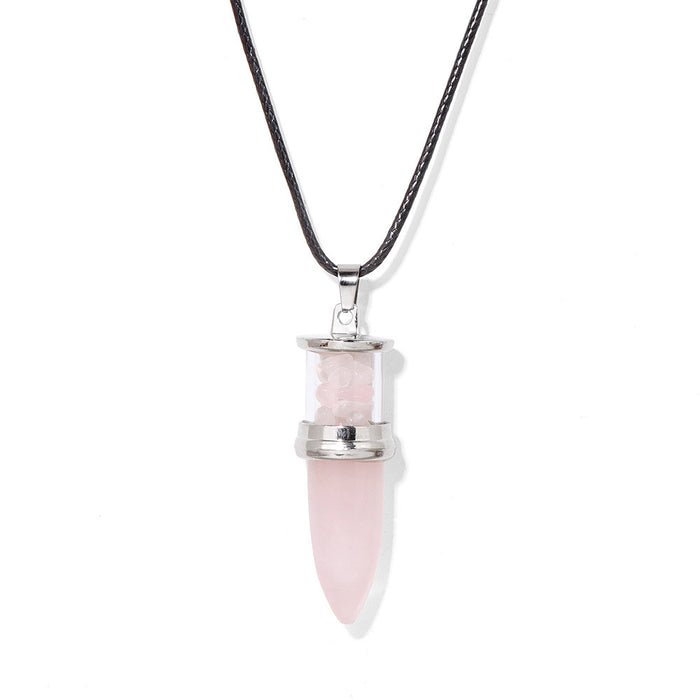 Wholesale Bullet shaped pendant necklace with inlaid embellishments