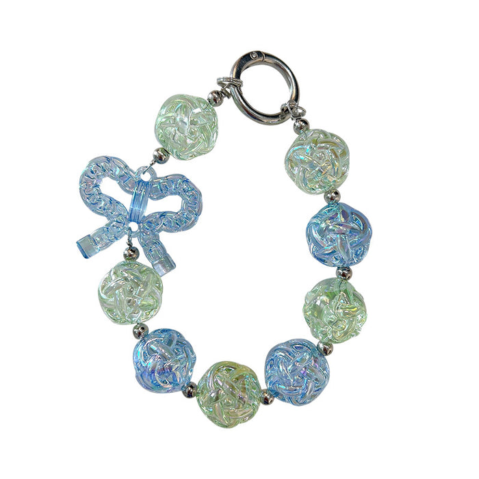 Wholesale Acrylic Crystal Flower Transparent Bow Beaded Keychain JDC-KC-WoA043