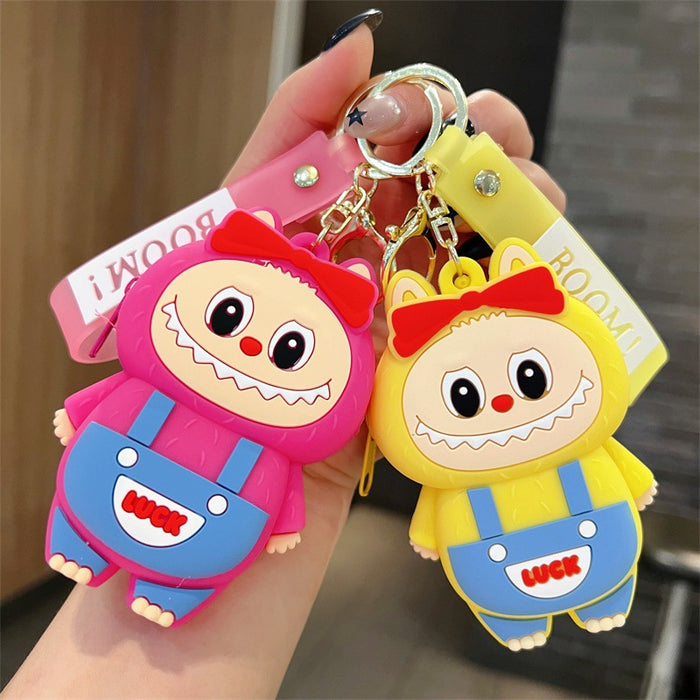 Wholesale Creative overalls-shaped cartoon character coin purse silicone keychains