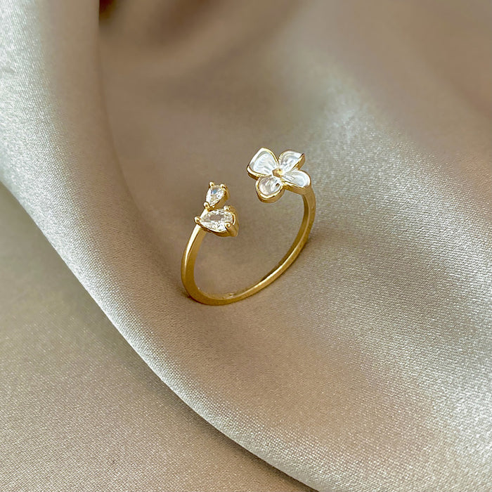 Wholesale Micro-inlaid Crystal Zircon Pearl Ring