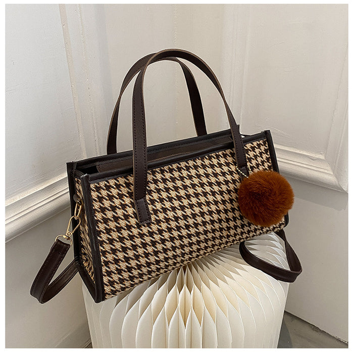 Wholesale Large Capacity Canvas Plaid Shoulder and Crossbody Bag JDC-SD-NanFeng001