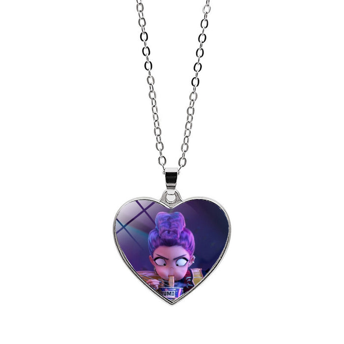 Wholesale Kpop Heart necklace all-match cartoon anime heart-shaped pendant fashion clothing wool chain necklace jewelry